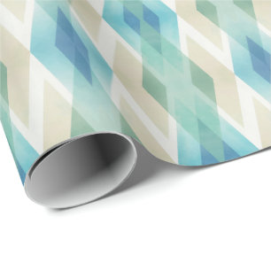 Papier Cadeau Beige Vert Bleu Blanc Turquoise Rhombus Motif