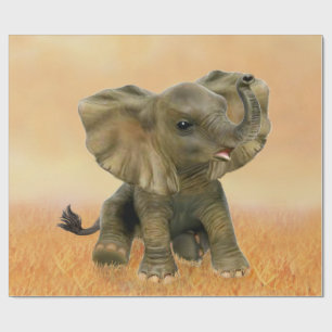 Papier Cadeau Bel Éléphant de Babé d'Afrique