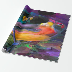 Papier Cadeau Bel oiseau coloré