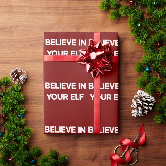 Papier Cadeau Believe In Your Elf Funny Xmas Matching Family (Cadeau de vacances)