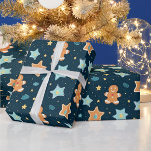 Papier Cadeau Belle aquarelle pain d'épices de Noël