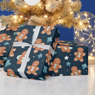 Papier Cadeau Belle aquarelle pain d'épices de Noël