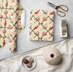 Papier Cadeau Belle Bande Verte Noël Bonbons Cadeau