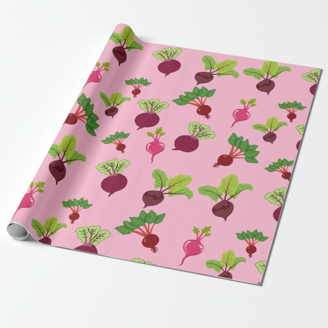 Papier Cadeau Belle betterave rose et violet (Déroulé)