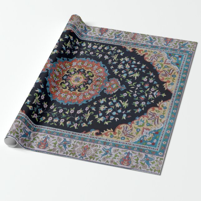 Papier Cadeau Belle Bleue Oriental Antique Kilim Rug (Déroulé)