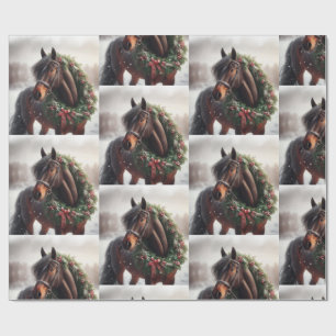 Papier Cadeau Belle Brown Cheval Blanc Equestre Animal Amour