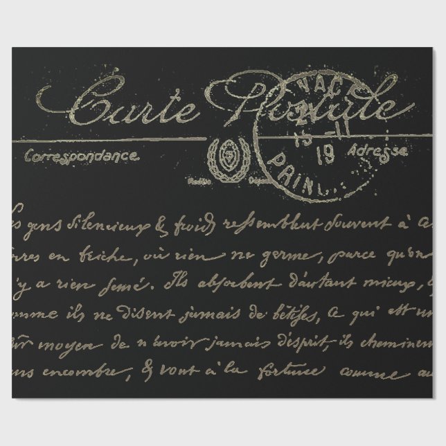 Papier Cadeau Belle Carte Postale écriture française  (Plat)