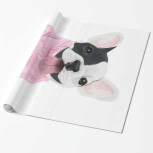 Papier Cadeau Belle chienne à chien rousse française Aimez-moi