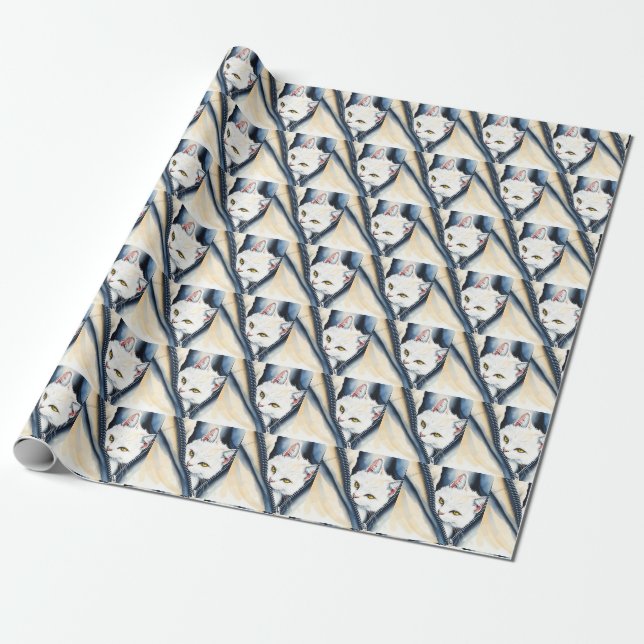 Papier Cadeau Belle collection de chats d'aquarelle moderne mign (Déroulé)