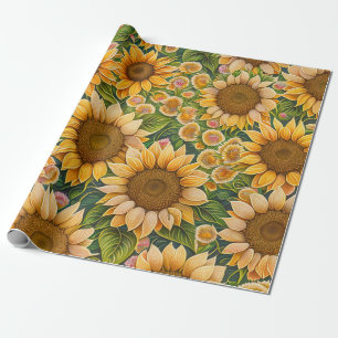 Papier Cadeau Belle collection de tournesol tendance