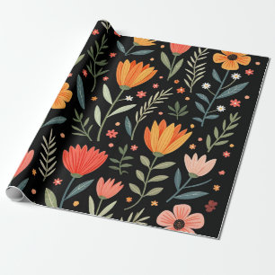 Papier Cadeau Belle collection florale vintage populaire