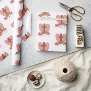 Papier Cadeau Belle Croix de Pâques chrétienne