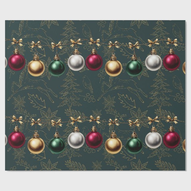 Papier Cadeau Belle décoration de Noël en forme de boule  (Plat)