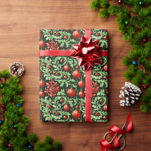 Papier Cadeau Belle et élégante fête de Noël Damas