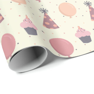 Papier Cadeau Belle fête d'anniversaire choses dans les tons mue