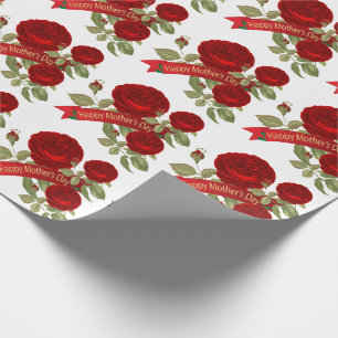 Papier Cadeau Belle fête des mères Roses rouges