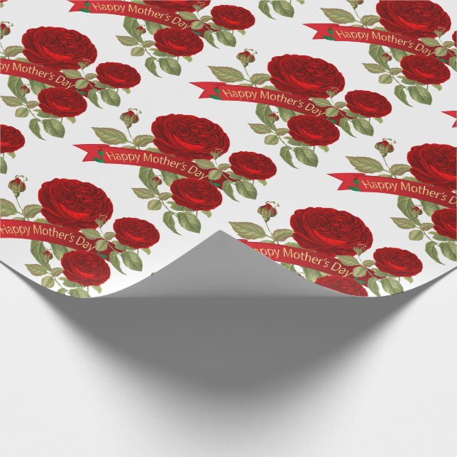 Papier Cadeau Belle fête des mères Roses rouges (Coin)