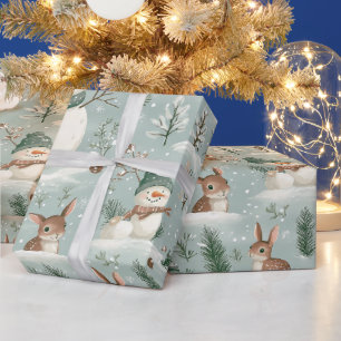 Papier Cadeau Belle Fête Du Snowman Et Du Cerf
