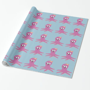 Papier Cadeau Belle fille rose Octopus