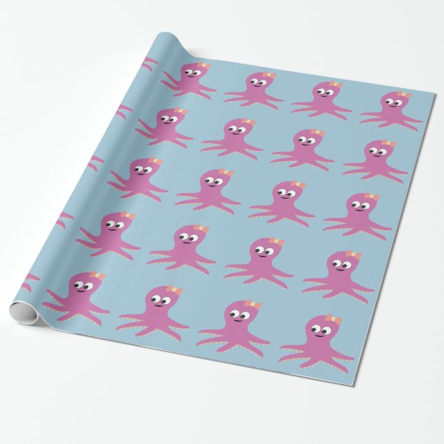 Papier Cadeau Belle fille rose Octopus (Déroulé)