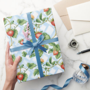 Papier Cadeau Belle fraises et nuptiale florale