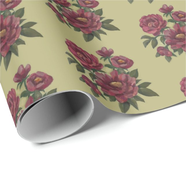 Papier Cadeau Belle gerbe florale peinte à la main (Coin rond)