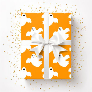 Papier Cadeau Belle Halloween Ghost Patter Orange