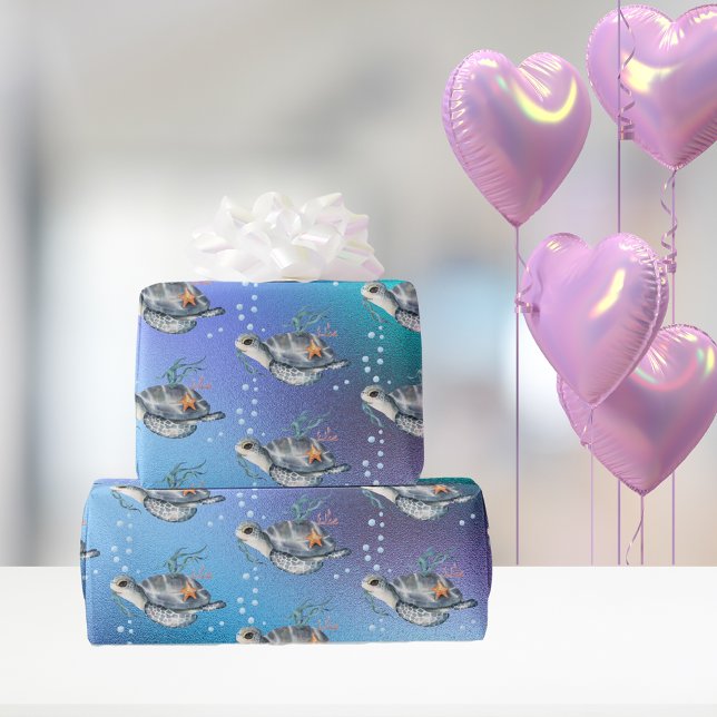 Papier Cadeau Belle natation Tortues de mer Motif (Créateur téléchargé)