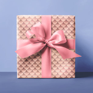 Papier Cadeau Belle Parties scintillant Rose or rose sirène éche