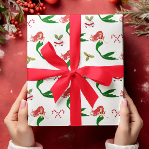 Papier Cadeau Belle Parties scintillant rouge verte Sirène de No