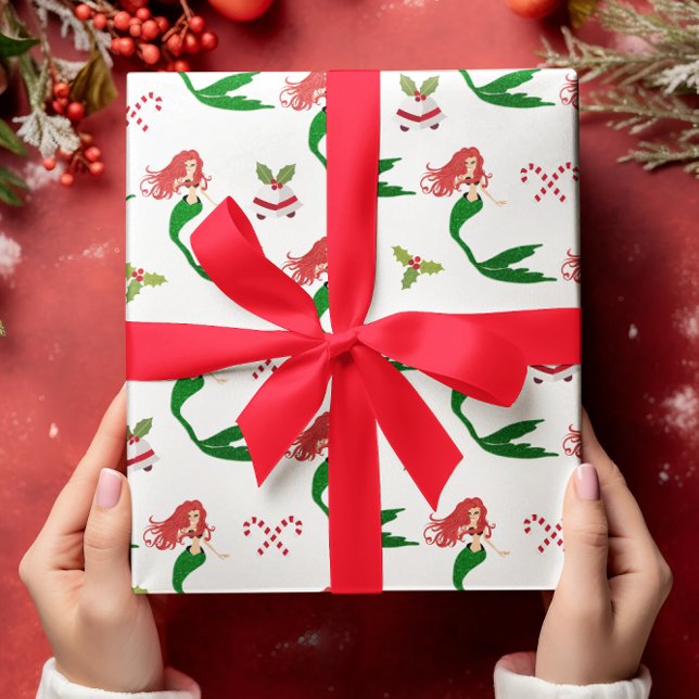 Papier Cadeau Belle Parties scintillant rouge verte Sirène de No (Créateur téléchargé)