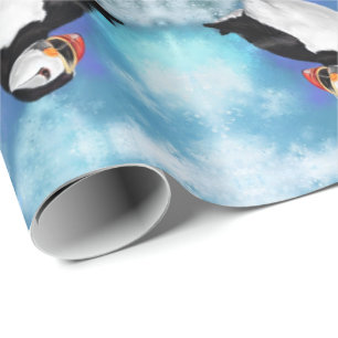 Papier Cadeau Belle peinture d'oiseaux de Puffin de l'Atlantique