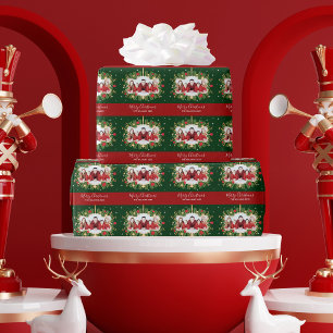 Papier Cadeau Belle Personnalisation Noël Rouge Vert Photo Wrea