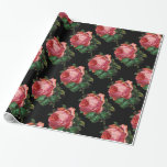 Papier Cadeau BELLE ROSE ROSE ROSE ROSE, Noire<br><div class="desc">Elégant,  design floral vintage coloré,  rose chou rose rouge.</div>