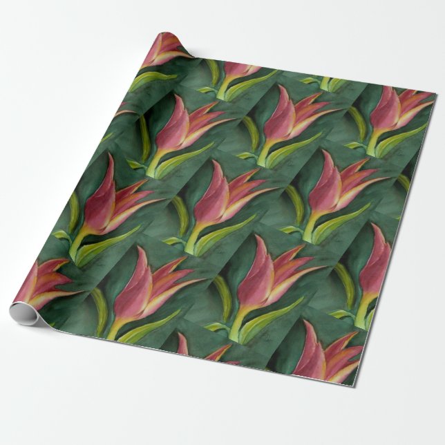 Papier Cadeau Belle Tulipe rouge et orange (Déroulé)