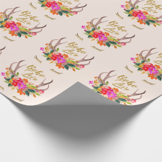 Papier Cadeau Belles fleurs Boho Love Renne Bois Cerf Cils