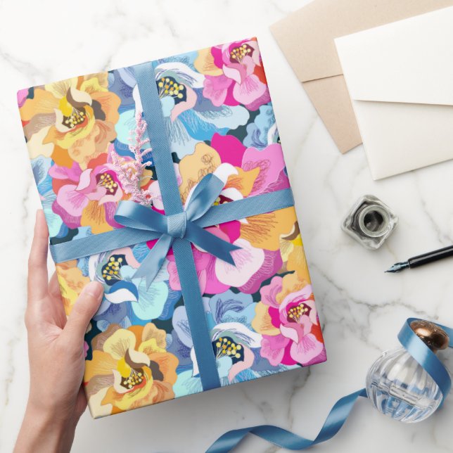 Papier Cadeau Belles Fleurs colorées (Cadeaux)