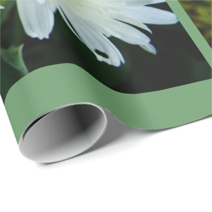 Papier Cadeau belles fleurs de marguerite blanche anniversaire,