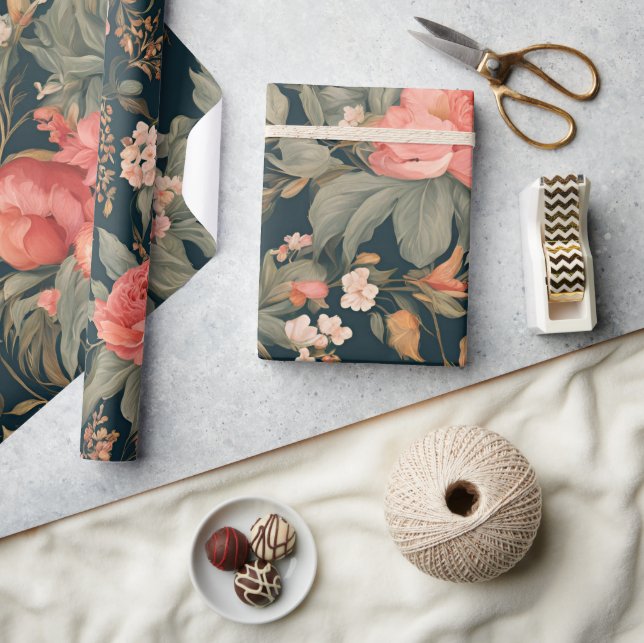 Papier Cadeau Belles fleurs de rose florales (Artisanat)