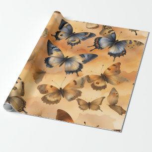 Papier Cadeau Belles papillons aquarelles
