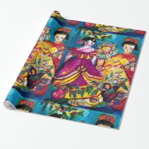 PAPIER CADEAU BELLES POUDRES ANCIENNES ET ORNEMENTS DE NOËL