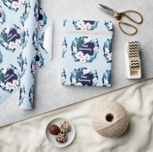 Papier Cadeau Belles tourterelles blanches