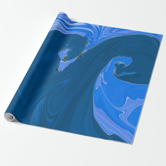 Papier Cadeau Belles Vagues Peinture Abstraite Mur Art (Déroulé)