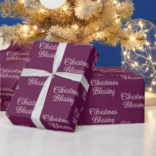 Papier Cadeau Bénédiction de Noël   Fête profonde bordeaux 
