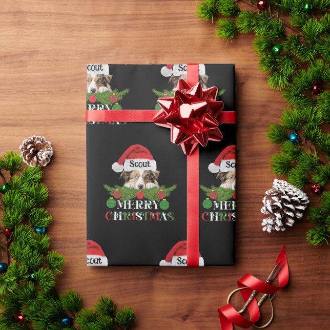 Papier Cadeau Berger australien Personnalisé Joyeux Noël (Cadeau de vacances)
