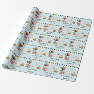 Papier Cadeau Berger Blanc Suisse GSD Coloré Joyeux Anniversaire