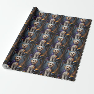 Papier Cadeau Bernedoodle Chien Whimsical Halloween Peinture