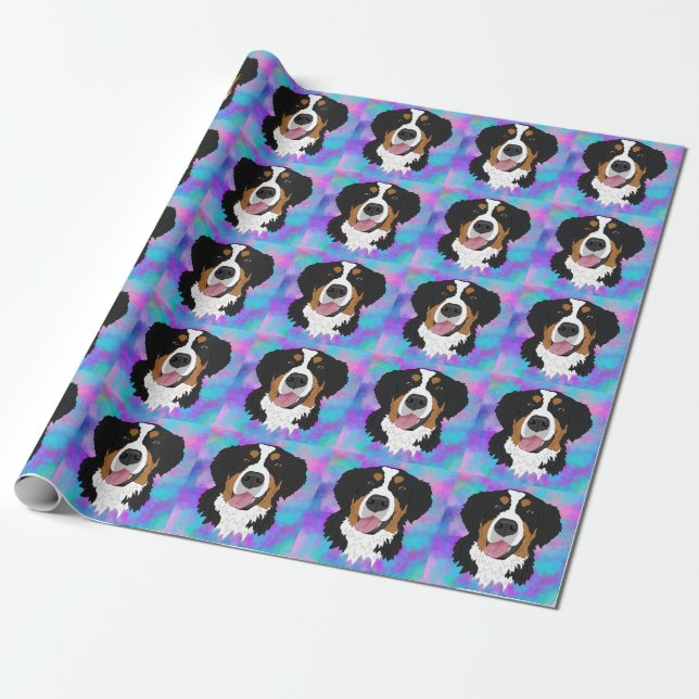 Papier Cadeau Bernese Mountain Dog Anniversaire  (Déroulé)