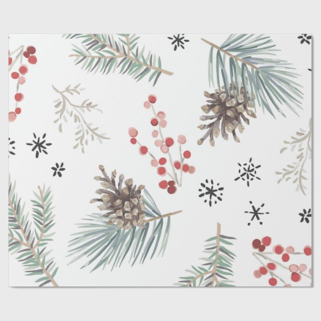 Papier Cadeau Berries d'hiver (Plat)