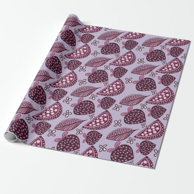 Papier Cadeau Berry chic et Motif de fruits (Déroulé)